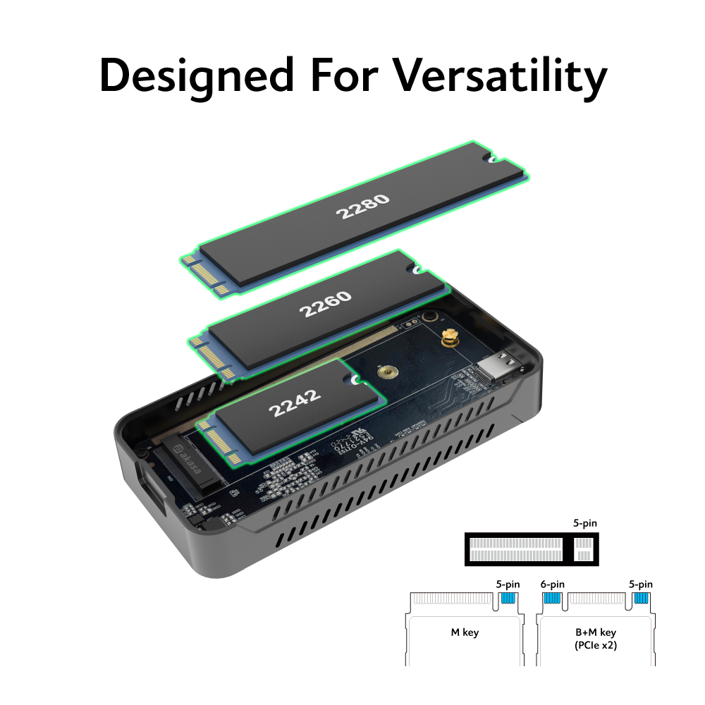 USB4 40Gbps to M.2 PCIe NVMe SSD Aluminium Enclosure | Akasa